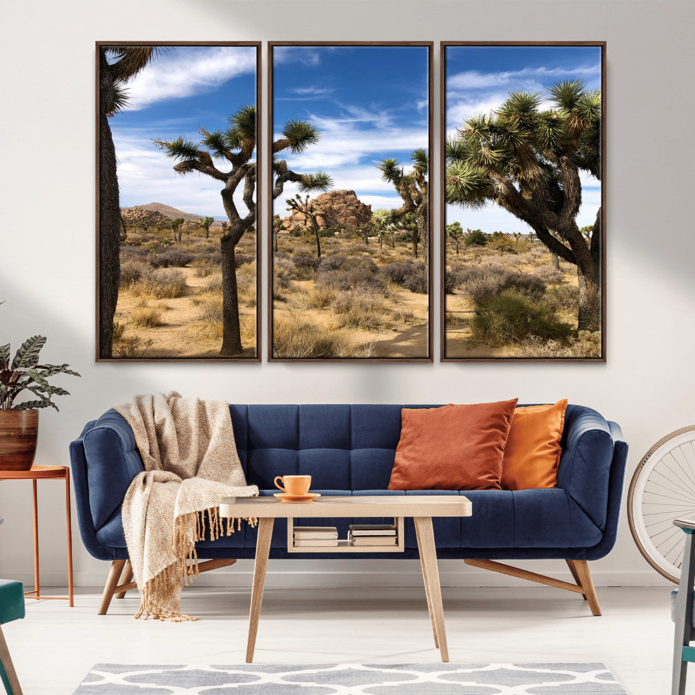 25722592-MGV-CV-36X24-Joshua Tree Desert Wall Art Canvas Print, Framed Southwestern Nature Art Picture Print, Rustic Earth Tones Perfect Southwestern