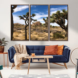 25722592-MGV-CV-36X24-Joshua Tree Desert Wall Art Canvas Print, Framed Southwestern Nature Art Picture Print, Rustic Earth Tones Perfect Southwestern