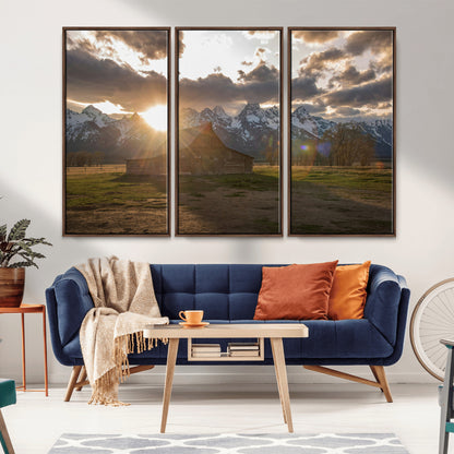 52555760-MGV-CV-36X24-Snowy Peaks Wall Art Canvas Print, Framed Nature Escape Art Picture Print, Rustic Charm Perfect Rustic Western Decor Artwork