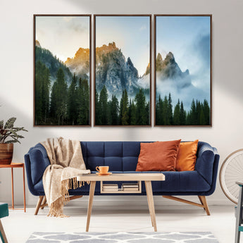 21145440-MGV-CV-36X24-Wilderness Wall Art Wall Art Canvas Print, Framed Nature Landscape Decor Art Picture Print, Misty Forest Photography Perfect