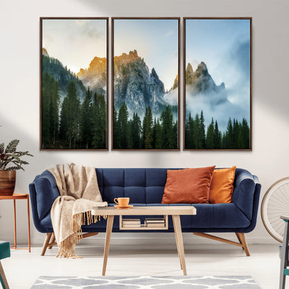 21145440-MGV-CV-36X24-Wilderness Wall Art Wall Art Canvas Print, Framed Nature Landscape Decor Art Picture Print, Misty Forest Photography Perfect