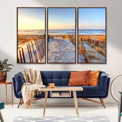 73351887-MGV-CV-36X24-Ocean Sunset Wall Art Wall Art Canvas Print, Framed Nautical Photography Art Picture Print, Summer Beach House Decor Perfect