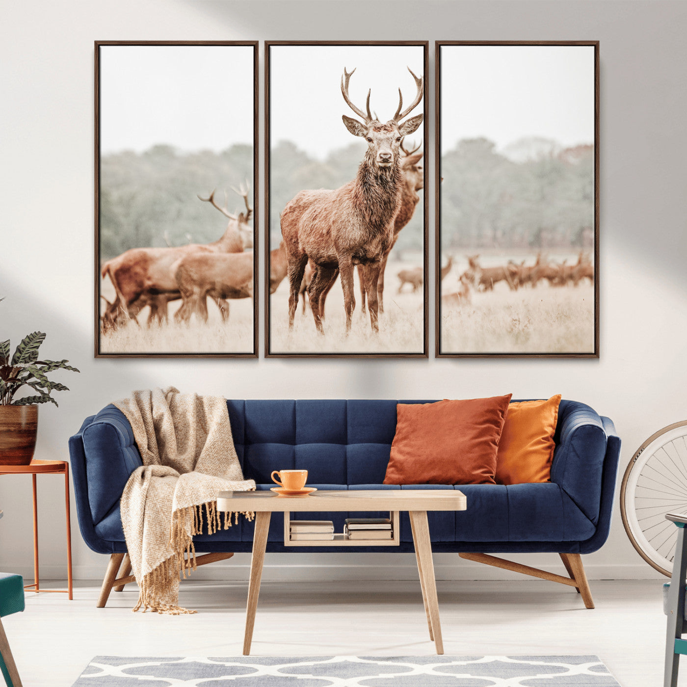 17659786-MGV-CV-36X24-Rustic Nature Art Wall Art Canvas Print, Framed Stag Canvas Print Art Picture Print, Woodland Decor Perfect Rustic Lodge Decor