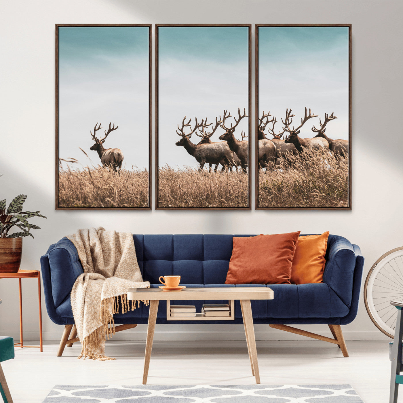 81594705-MGV-CV-36X24-Elk Herd Wall Art Canvas Print, Framed Wildlife Photography Art Picture Print, Rustic Nature Print Perfect Rustic Wildlife Decor