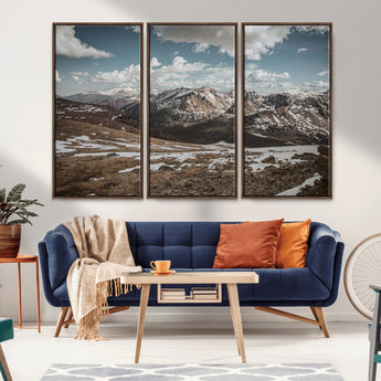 44565953-MGV-CV-36X24-Mountain Landscape Wall Art Canvas Print, Framed Snowy Peaks Art Picture Print, Rugged Highlands Perfect Rustic Adventure Decor