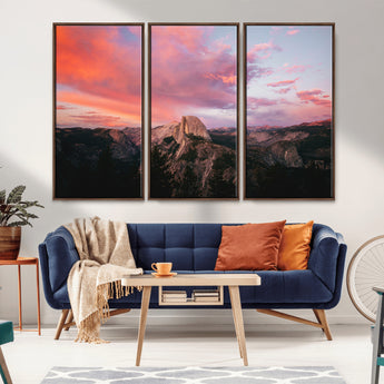 32786115-MGV-CV-36X24-Half Dome Wall Art Canvas Print, Framed Yosemite National Park Art Picture Print, Dramatic Sunset Perfect Adventurous Wilderness