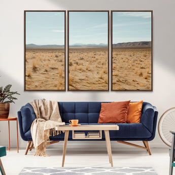 55918919-MGV-CV-36X24-Desert Landscape Wall Art – Golden Grass Plains and Mountain Horizon Canvas Print, Southwest Nature Photography Decor for Living