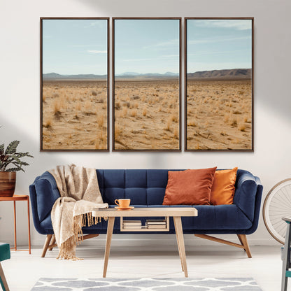 55918919-MGV-CV-36X24-Desert Landscape Wall Art – Golden Grass Plains and Mountain Horizon Canvas Print, Southwest Nature Photography Decor for Living