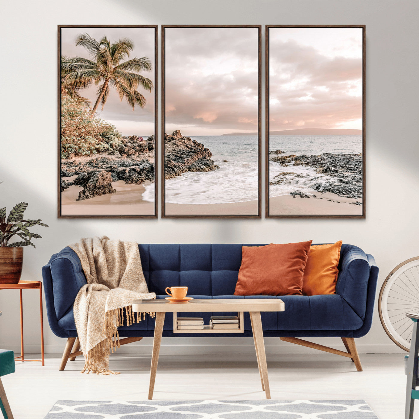 14214613-MGV-CV-36X24-Tropical Beach Wall Art – Palm Tree and Ocean Sunset Canvas Print, Relaxing Coastal Landscape Decor for Living Room, Bedroom, or