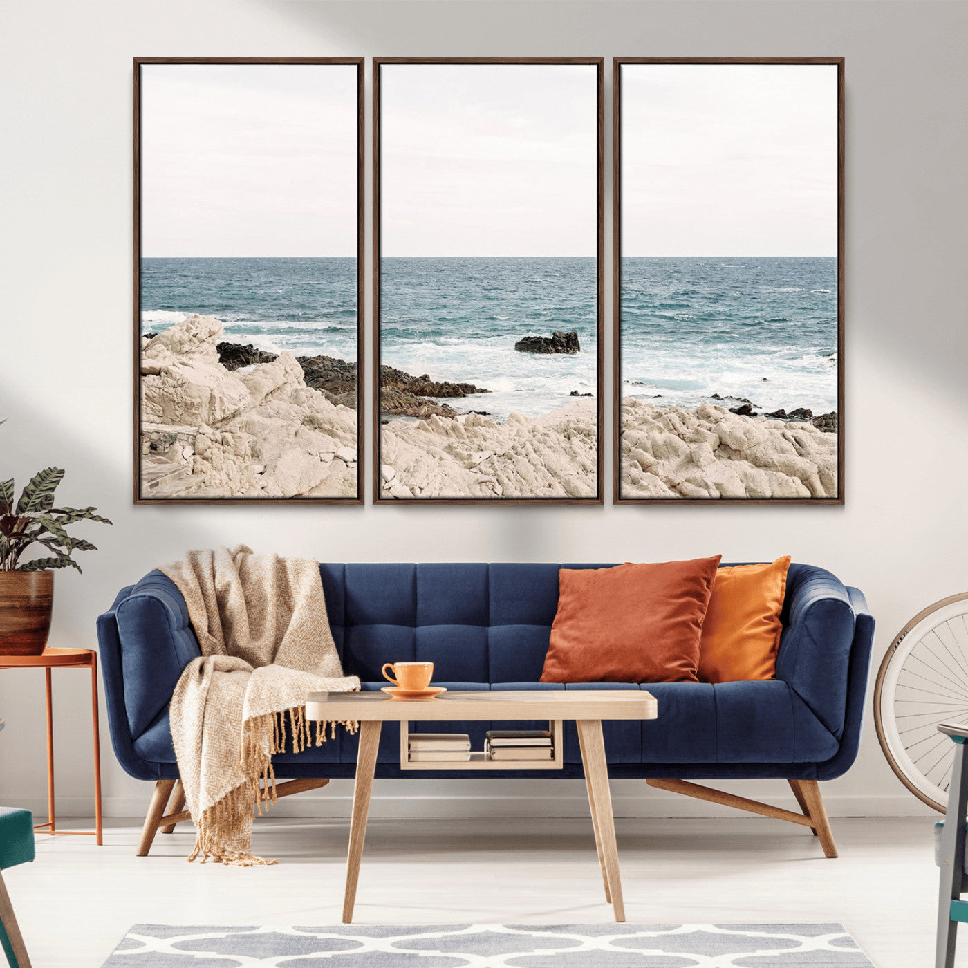 25481980-MGV-CV-36X24-Ocean Coastal Wall Art – Rocky Shoreline and Waves Canvas Print, Serene Beach Landscape Decor for Living Room, Bedroom, or Office