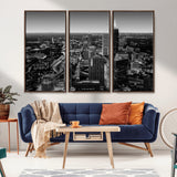 46578567-MGV-CV-36X24-Atlanta Skyline Wall Art – Black and White Cityscape Canvas Print, Modern Urban Night Decor for Office, Living Room, or Apartment