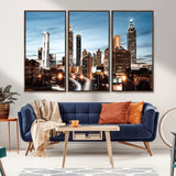 23859158-MGV-CV-36X24-Atlanta Skyline Wall Art – Modern Cityscape Canvas Print with Night Lights and Traffic Trails, Urban Decor for Office, Apartment,