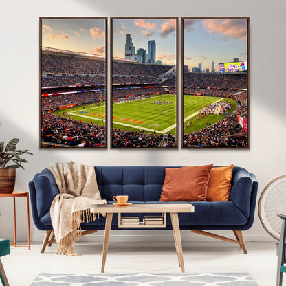 55377093-MGV-CV-36X24-Soldier Field Wall Art – Panoramic Chicago Bears Football Stadium Canvas Print, Game Day Sports Decor for Man Cave, Bar, Office,