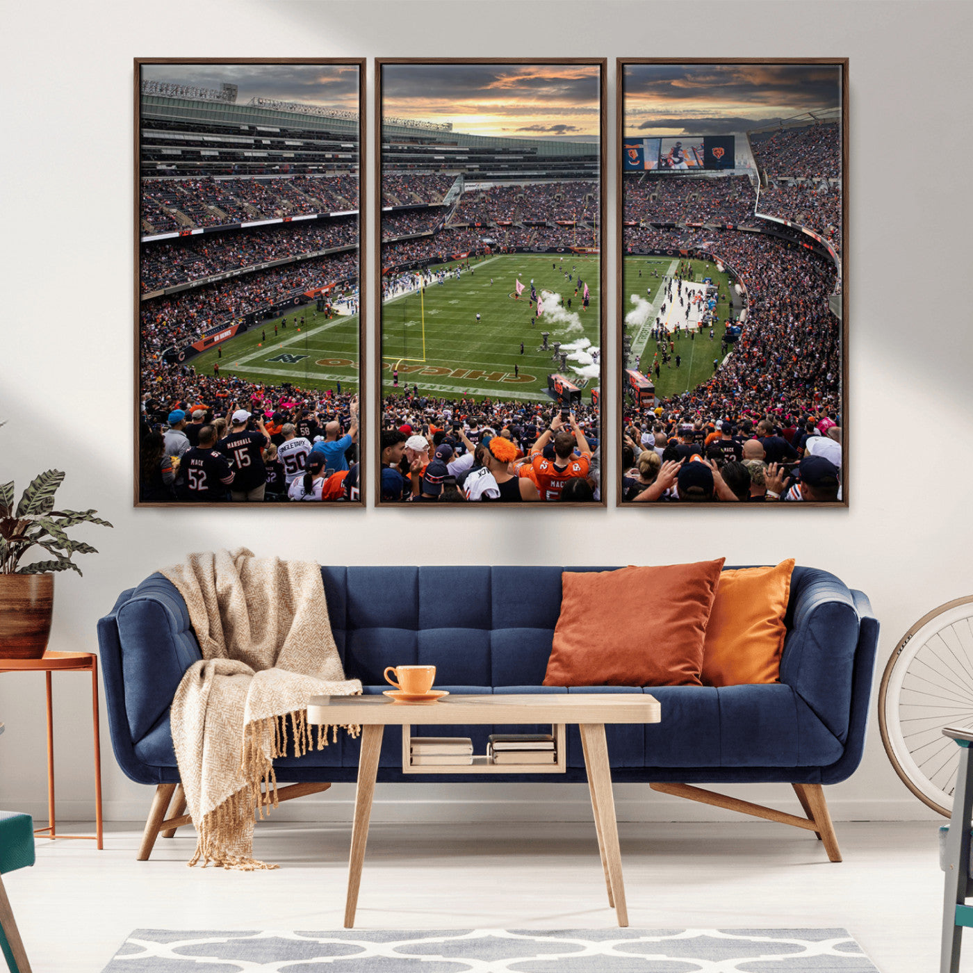 87578930-MGV-CV-36X24-Soldier Field Wall Art – Chicago Bears Football Stadium Sunset Canvas Print, Game Day Sports Decor for Man Cave, Bar, Office, or