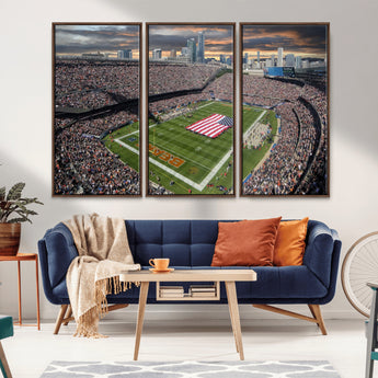 98106777-MGV-CV-36X24-Soldier Field Wall Art – Chicago Bears Stadium Canvas Print with American Flag, Game Day Football Decor for Man Cave, Bar, or