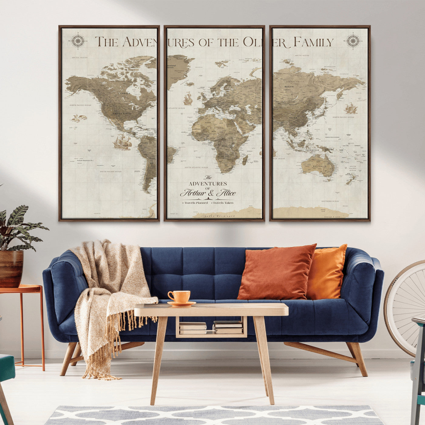 69115613-MGV-CV-36X24-Neutral Vintage World Map Wall Art – Elegant Parchment Style Adventure Canvas Print, Classic Travel Decor, Timeless Explorer