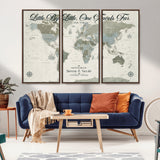 10693204-MGV-CV-36X24-Little By Little One Travels Far Tolkien Quote Blue Green World Map Adventure Wall Art Canvas Print Rustic Wanderlust Travel Decor