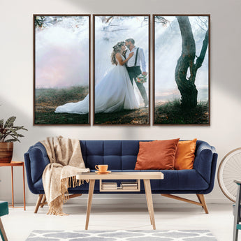 CSTM913-MGV-CV-36X24-Framed Wedding Canvas Print - Custom Wall Art Keepsake for Couples, Elegant Home Decoration Gift, Create Your Own Photo Canvas