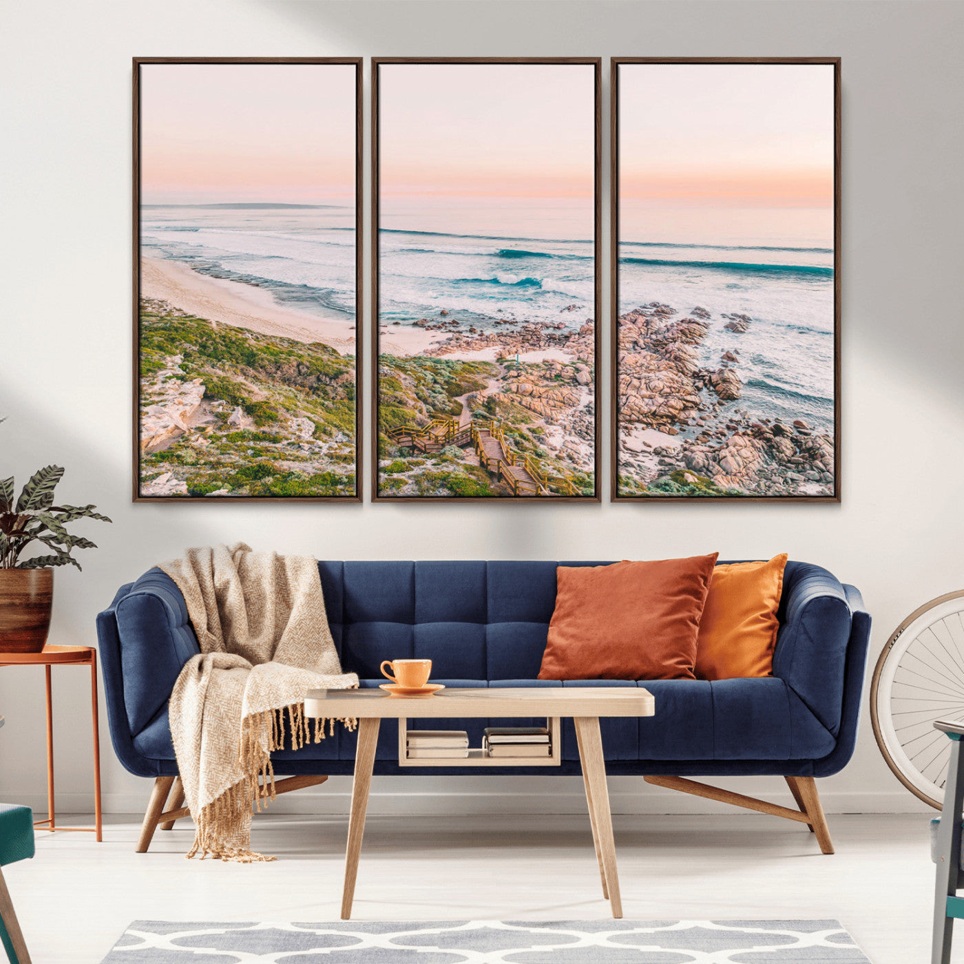 27332135-MGV-CV-36X24-Coastal Sunset Wall Art – Ocean Waves and Rocky Shore Canvas Print, Scenic Seaside Photography Decor for Bedroom, Living Room,