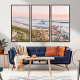 27332135-MGV-CV-36X24-Coastal Sunset Wall Art – Ocean Waves and Rocky Shore Canvas Print, Scenic Seaside Photography Decor for Bedroom, Living Room,