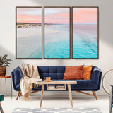 41613614-MGV-CV-36X24-Beach Sunset Wall Art – Pastel Ocean Canvas Print, Turquoise Water and Pink Sky Photography Decor for Bedroom, Living Room, Office