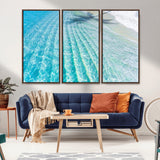 17528159-MGV-CV-36X24-Tropical Ocean Wall Art – Turquoise Water Canvas Print, Crystal Clear Beach Waves Photography Coastal Decor for Living Room,