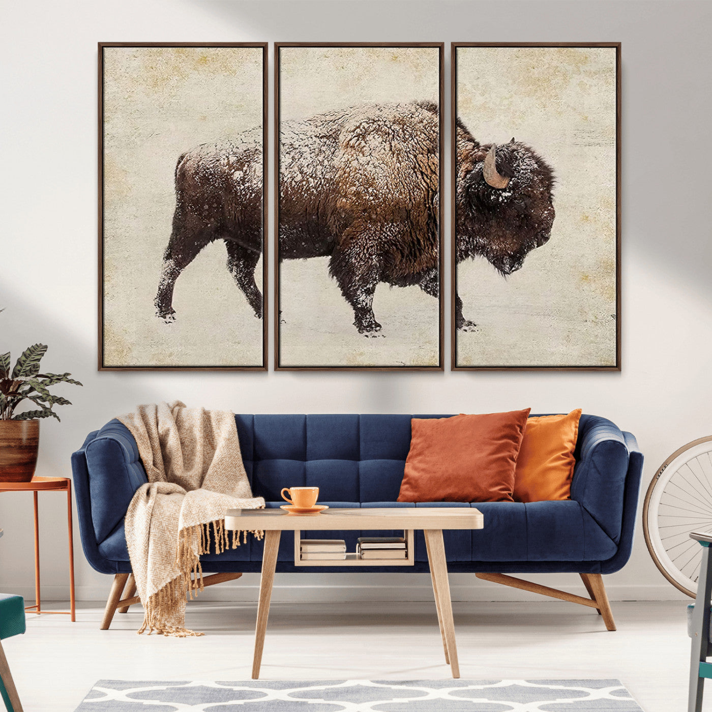 54810031-MGV-CV-36X24-Western Wall Art – Snow Covered Bison Canvas Print, Rustic Wildlife Photography Decor for Bedroom, Living Room, Office, Lodge,