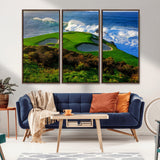 13644055-MGV-CV-36X24-Golf Wall Art – Oceanfront Green Canvas Print, Scenic Coastal Course Photography Decor for Bedroom, Living Room, Office, Sports
