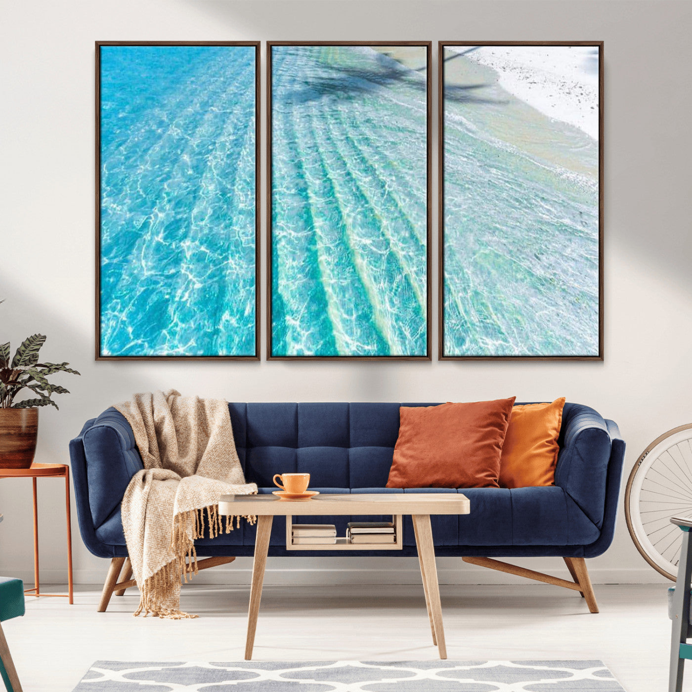 46233906-MGV-CV-36X24-Coastal Wall Art – Turquoise Ocean Waves and White Sand Canvas Print, Tropical Beach Photography Decor for Bedroom, Living Room,