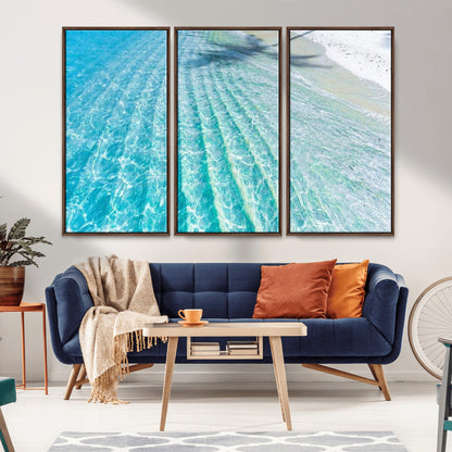 46233906-MGV-CV-36X24-Coastal Wall Art – Turquoise Ocean Waves and White Sand Canvas Print, Tropical Beach Photography Decor for Bedroom, Living Room,