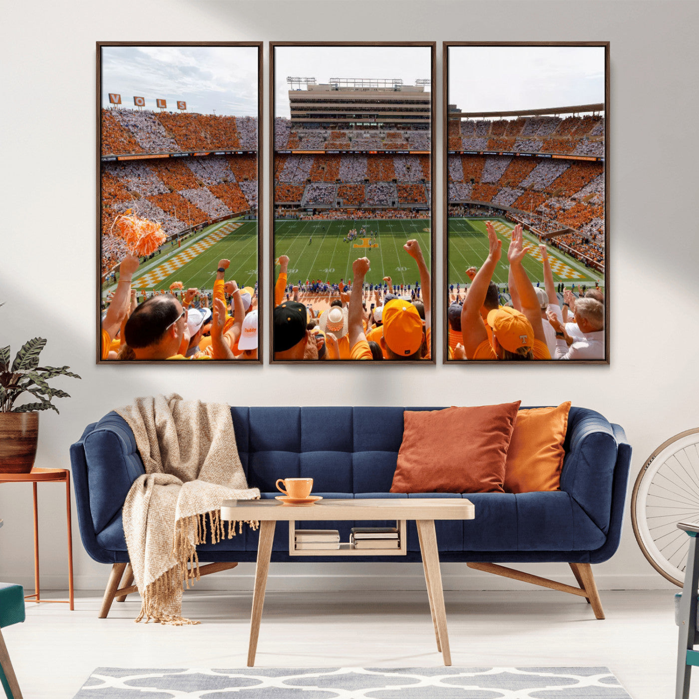 76011417-MGV-CV-36X24-Tennessee Volunteers Wall Art – Neyland Stadium Checkerboard Crowd Canvas Print, Vols Football Game Day Fan Perspective Sports