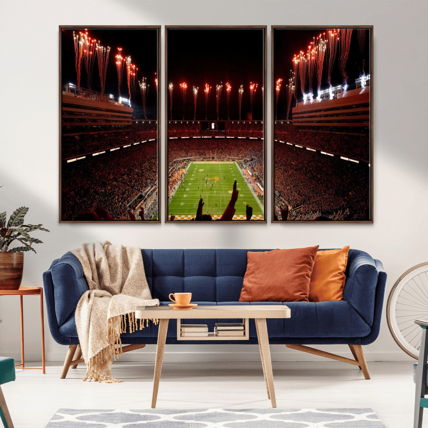 73358115-MGV-CV-36X24-Tennessee Volunteers Wall Art – Neyland Stadium Fireworks Night Game Canvas Print, Vols Football Checkerboard Endzone Sports Decor