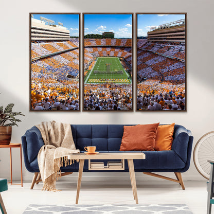 77097951-MGV-CV-36X24-Neyland Stadium Wall Art – Panoramic Tennessee Volunteers Checkerboard Crowd Canvas Print, Football Game Day Decor for Office, Man