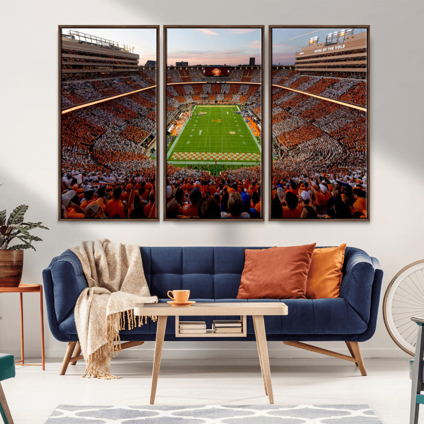 37160229-MGV-CV-36X24-Neyland Stadium Wall Art – Panoramic Tennessee Volunteers Sunset Canvas Print, Checkerboard Crowd Football Game Day Decor for
