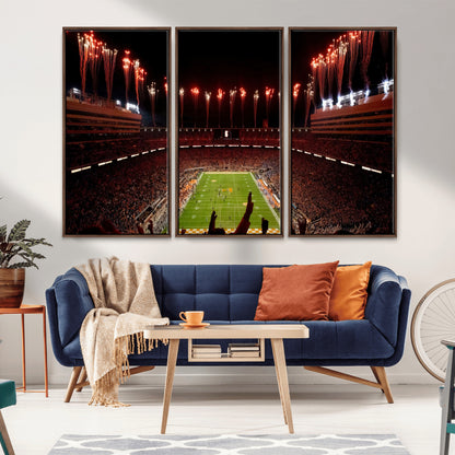 73358115-MGV-CV-36X24-Neyland Stadium Wall Art – Panoramic Tennessee Volunteers Night Game Canvas Print, Fireworks Football Celebration Sports Decor for