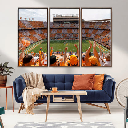 76011417-MGV-CV-36X24-Neyland Stadium Wall Art – Panoramic Tennessee Volunteers Checkerboard Crowd Canvas Print, Day Game Football Celebration Sports