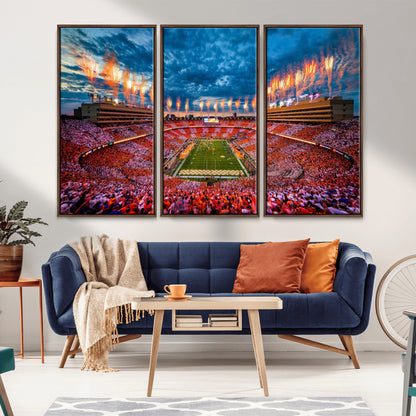 94266219-MGV-CV-36X24-Neyland Stadium Wall Art – Panoramic Tennessee Volunteers Checkerboard Crowd Fireworks Canvas Print, Football Game Day Sports