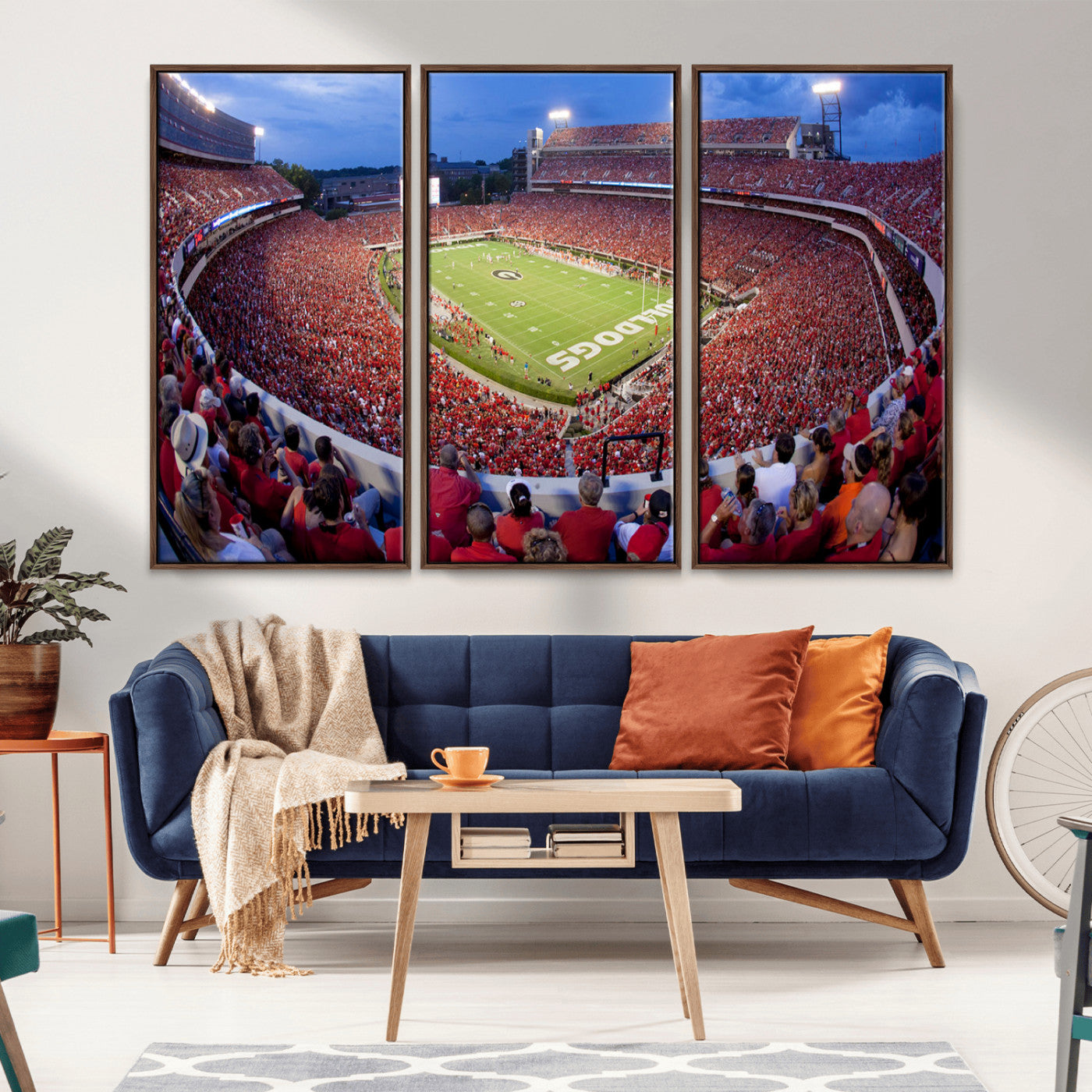 10244378-MGV-CV-36X24-Sanford Stadium Wall Art – Panoramic Georgia Bulldogs Day Game Football Canvas Print, Game Day Crowd Sports Decor for Office, Man