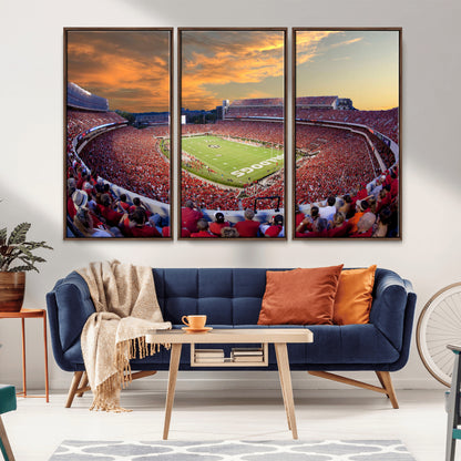 73680988-MGV-CV-36X24-Georgia Bulldogs Stadium Wall Art – Panoramic Football Field Canvas Print, Game Day Decor for Home, Office, Fan Cave, Sports