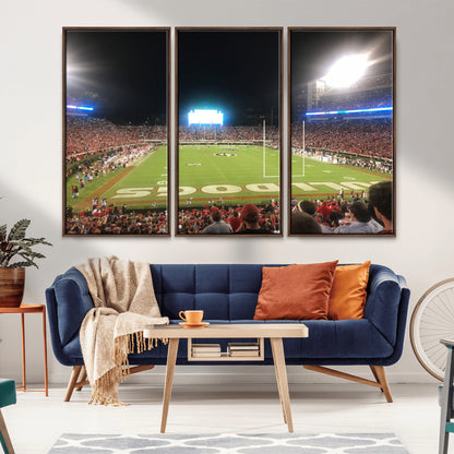 16230786-MGV-CV-36X24-Georgia Bulldogs Stadium Wall Art – Night Game Football Field Canvas Print, Panoramic Sports Decor for Home, Office, Fan Cave
