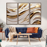 41237-MGV-CV-36X24-Gold Waves Wall Art Canvas Print, Framed Elegant Flow Art Picture Print, Luxury Layers Perfect Minimal Luxe Decor Artwork