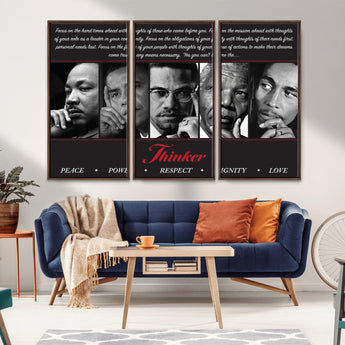 45112-MGV-CV-36X24-Black Icons Wall Art Canvas Print, Framed Thinker Art Picture Print, Motivational Quote Perfect Cultural Modern Decor Artwork