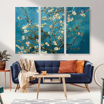 91714-MGV-CV-36X24-Almond Blossoms Wall Art – Handcrafted Van Gogh Inspired Floral Canvas Print, Beautiful Nature Decor for Living Room, Bedroom, or