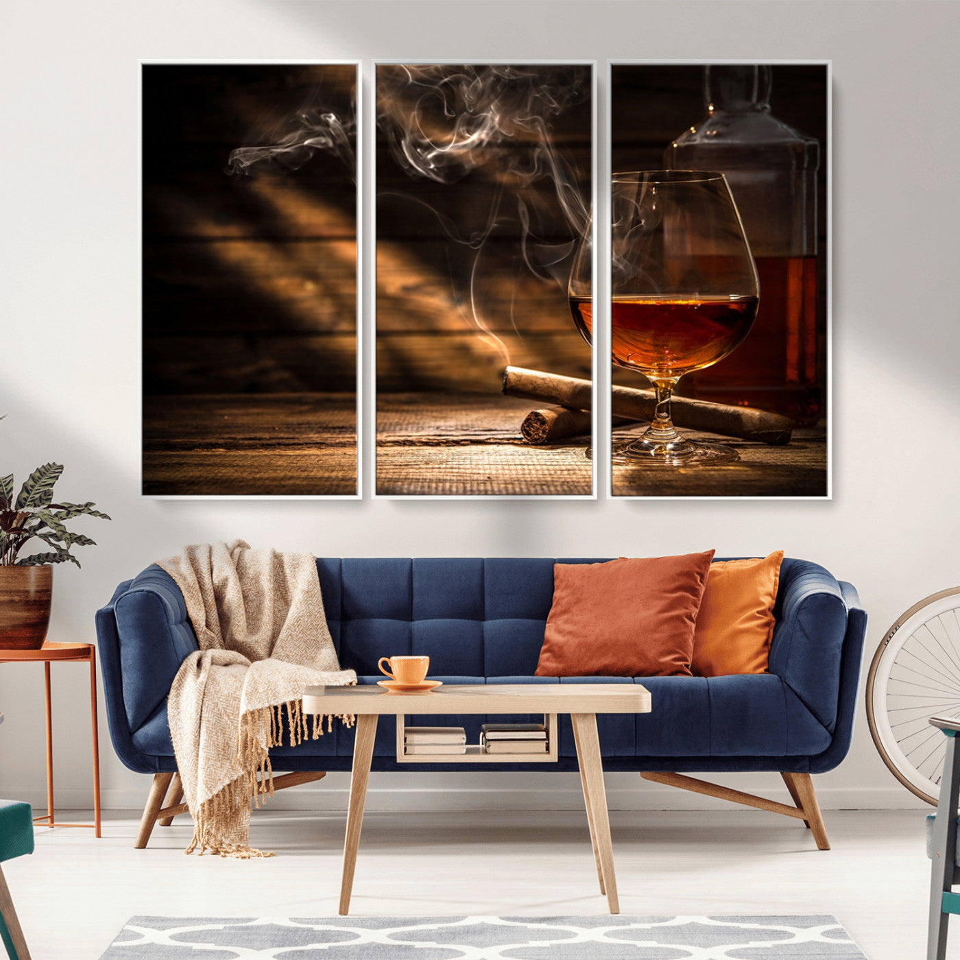 92305-MGV-CV-36X24-Whiskey & Cigar Wall Art – Moody Whiskey and Cigar Canvas Print, Sophisticated Bar or Home Lounge Decor for Office, Man Cave or