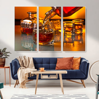 18250-MGV-CV-36X24-Whiskey Pour Wall Art – Captivating Whiskey Splash Canvas Print, Elegant Bar or Home Lounge Decor for Office, Man Cave or Living