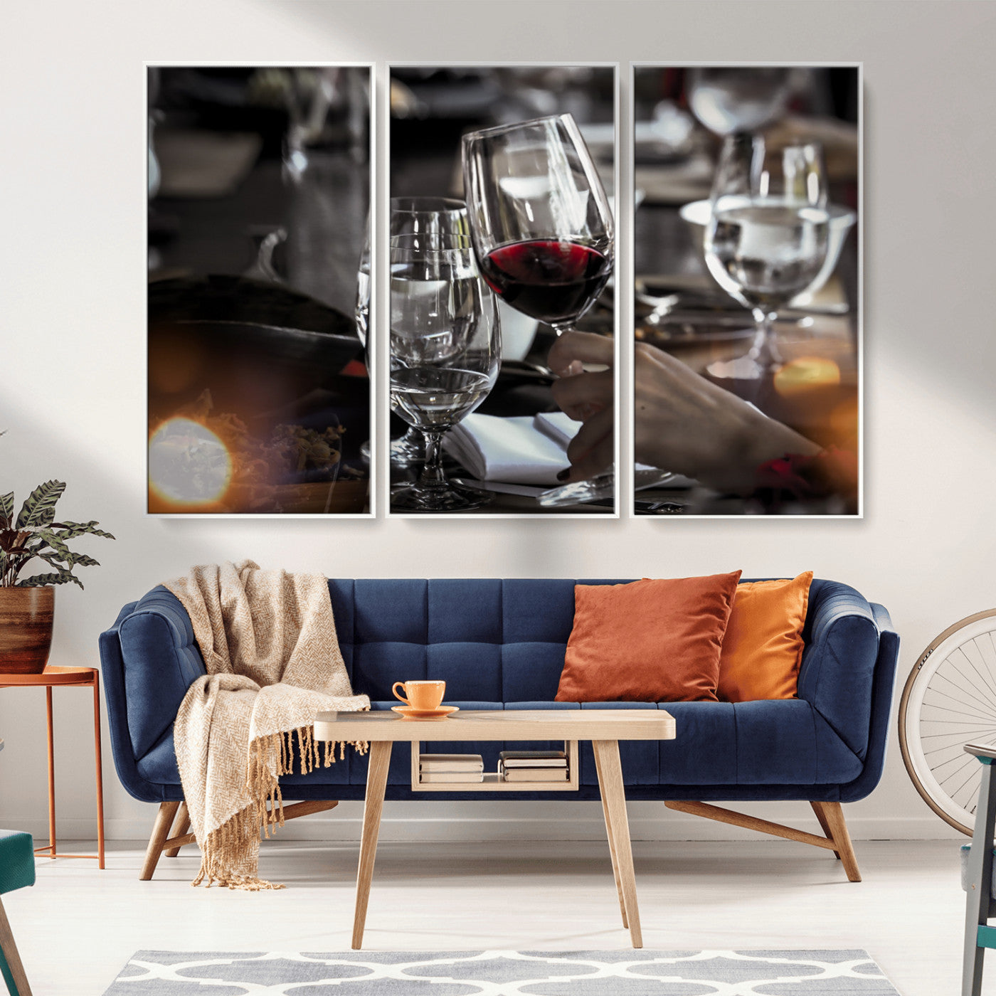 75513-MGV-CV-36X24-Elegant Wine Toast Wall Art – Close-Up Red Wine Glass at Dinner Table Canvas Print, Sophisticated Dining Room or Bar Decor