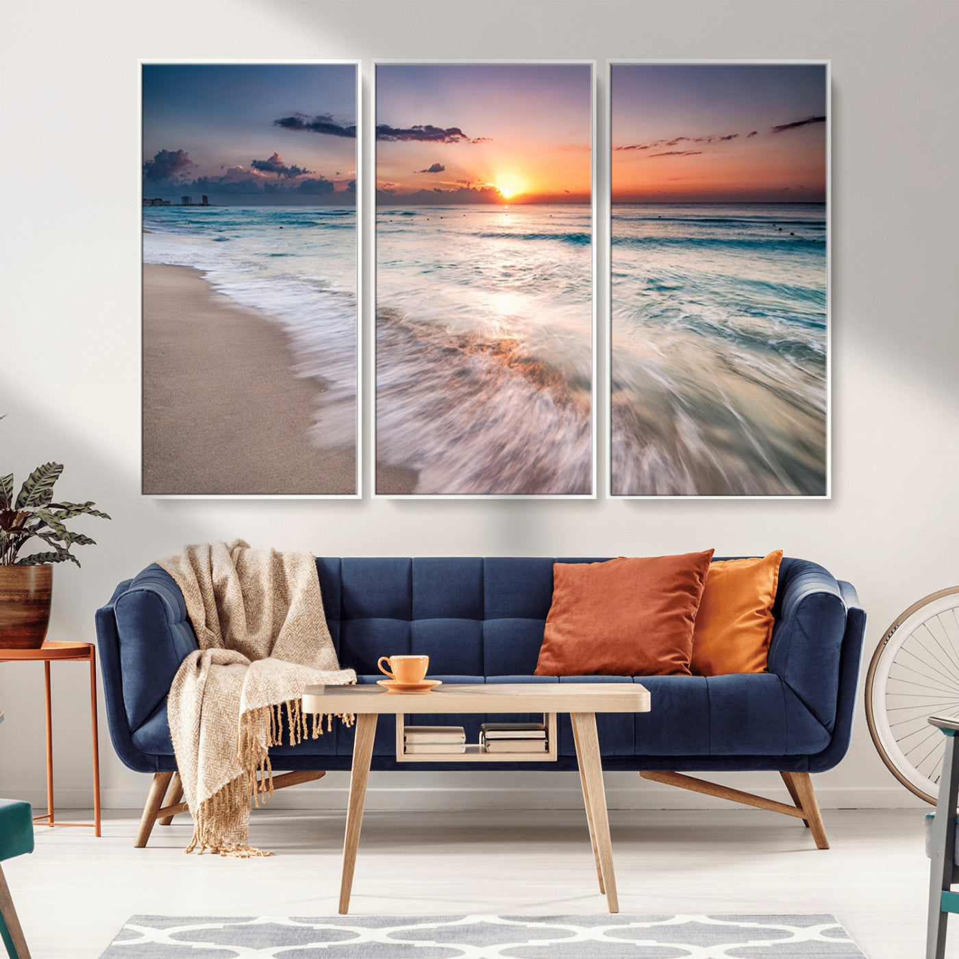 71849-MGV-CV-36X24-Sunrise Ocean Beach Wall Art – Serene Seascape Canvas Print with Gentle Waves, Coastal Nature Decor for Bedroom, Living Room or