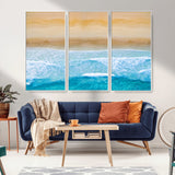 43046-MGV-CV-36X24-Aerial Beach Wall Art – Serene Ocean Waves & Sandy Shore Canvas Print, Coastal Home Decor for Living Room, Bedroom or Office