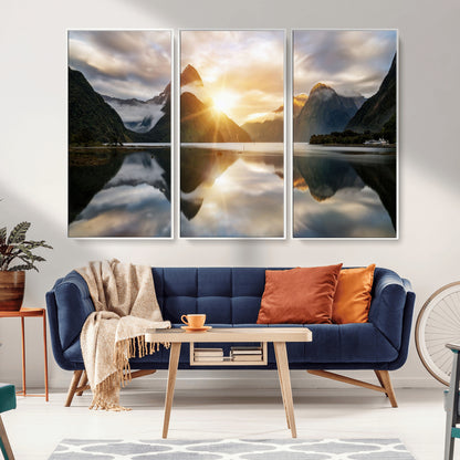 78842-MGV-CV-36X24-Sunrise Mountain Reflection Wall Art – Stunning Nature Landscape Canvas Print for Home, Office, Living Room or Relaxing Space