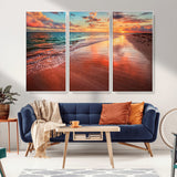 77723-MGV-CV-36X24-Sunset Beach Wall Art – Vibrant Ocean Canvas Print, Coastal Landscape Decor for Living Room, Bedroom or Office, Relaxing Tropical
